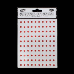 100 demi-perles  à facettes 4 mm rouge autocollantes