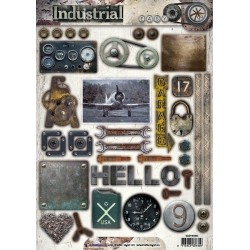 papier design industrial prédécoupé mécanique compteur poulies outils studio light