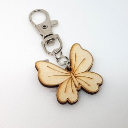 Porte-clef papillon en bois à décorer ou pas avec mousqueton