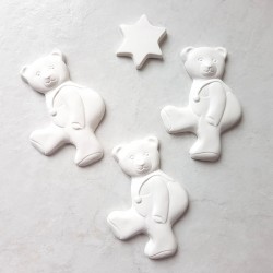 3 petits ours et une étoile de Noël en platre ornement décor
